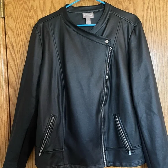 Beautiful Chicos faux leather jacket new without tags size 3 or XL - Picture 9 of 9